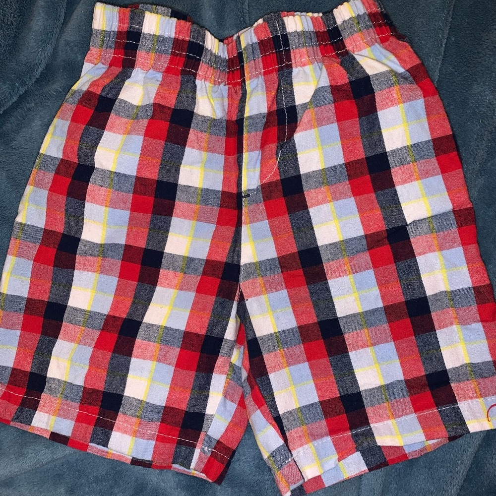 Baby Boy Red & Navy Plaid Shorts